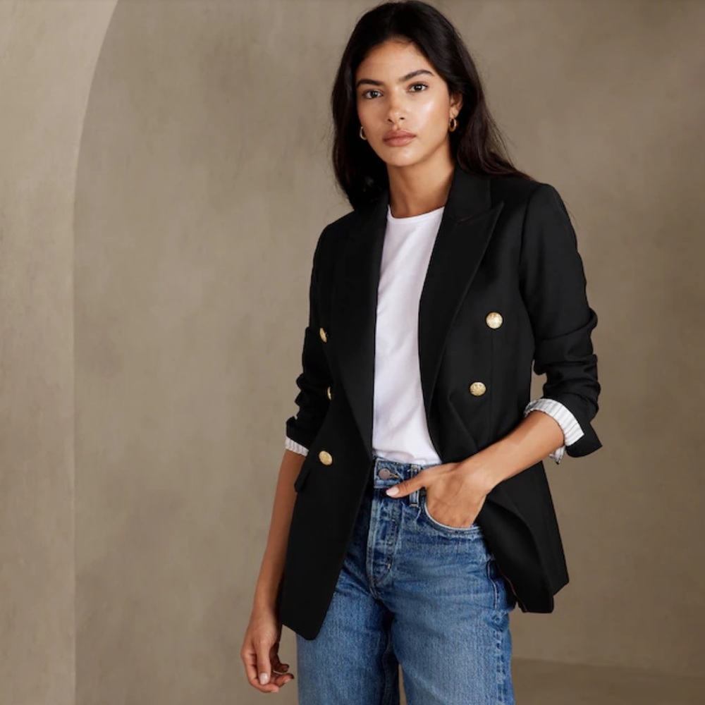 Banana Republic Black Cotton Blazer - Size 0